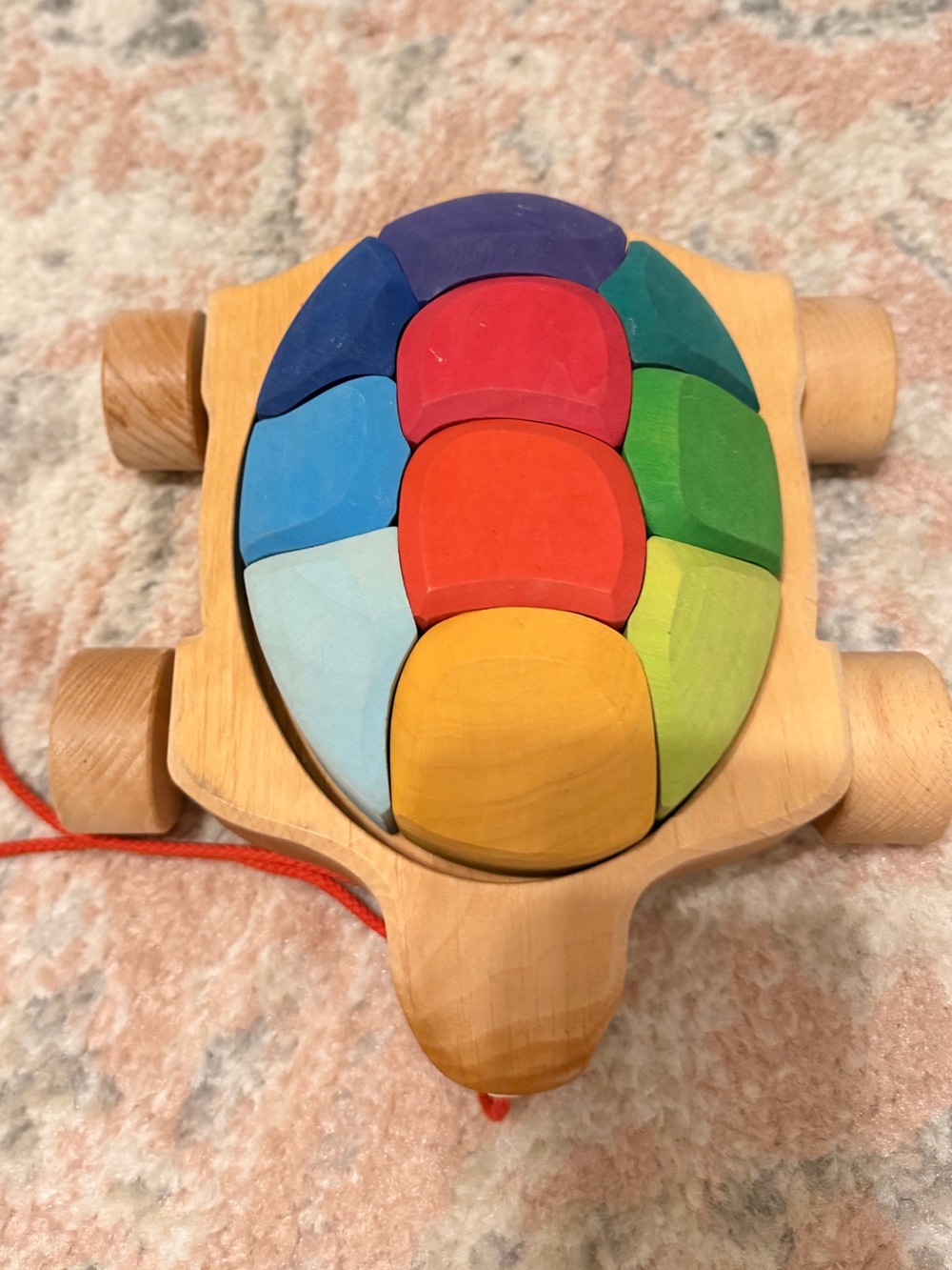 Grimm’s Wooden Rainbow Turtle Pull Toy - Picture 2 of 3